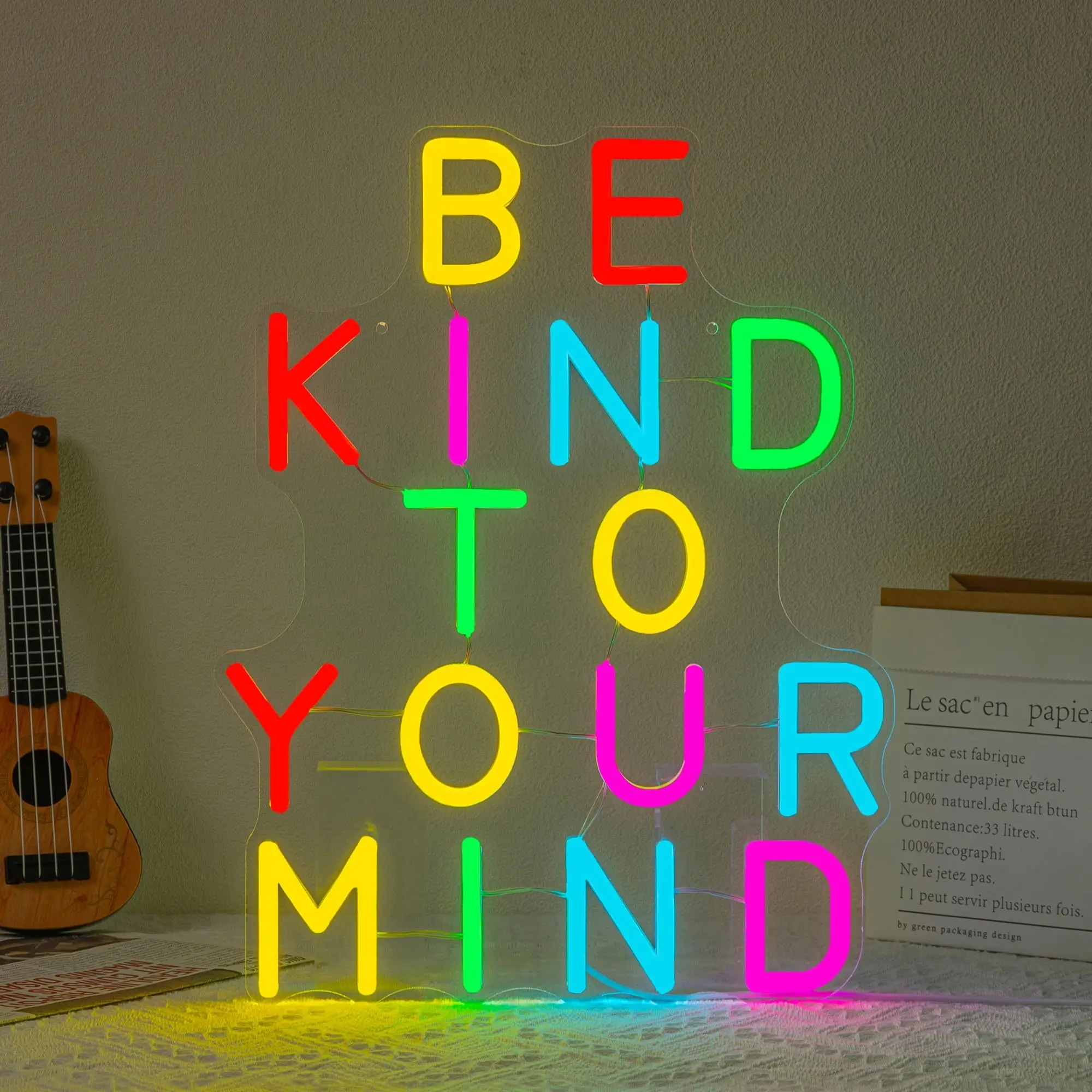 BE KIND TO YOUR MIND Neon, USB powered, with dimmer switch, suitable for bedroom, study, yoga room