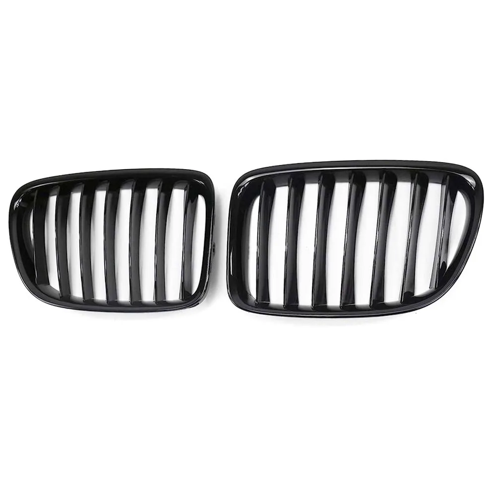 2PCS Car Front Kidney Grill Glossy Black 1 Slat Racing Grills For BMW X1 Series E84 SDrive XDrive 2009-2016 Car Accessories