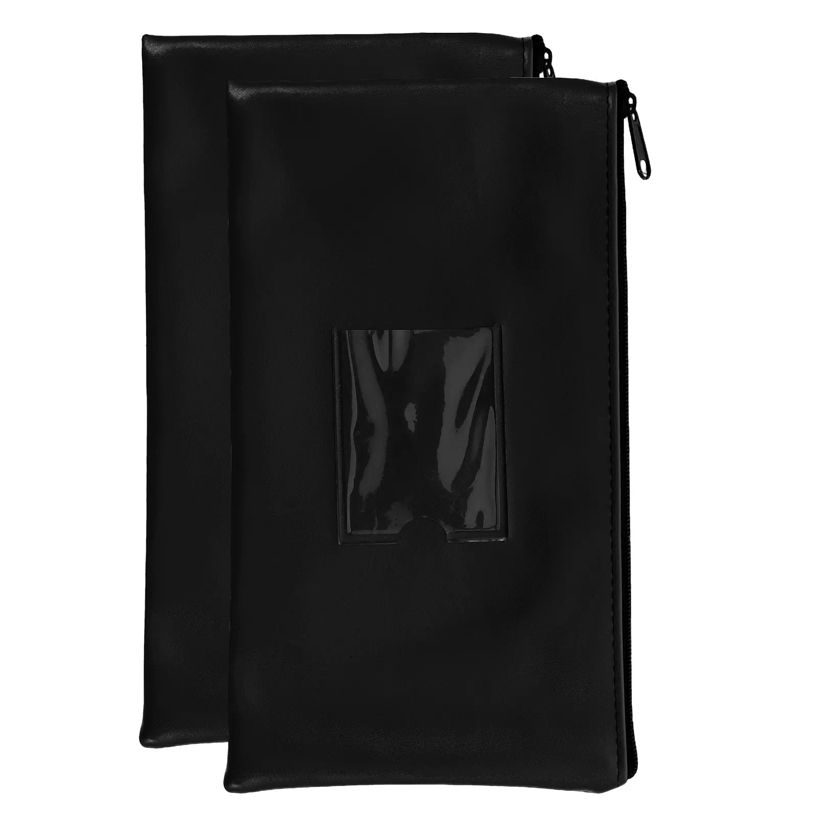 

2Pcs Sleek Fake Bill Pouch with Zipper and External Clear Window for Cash Checks Documents Organization Stylish Deposit
