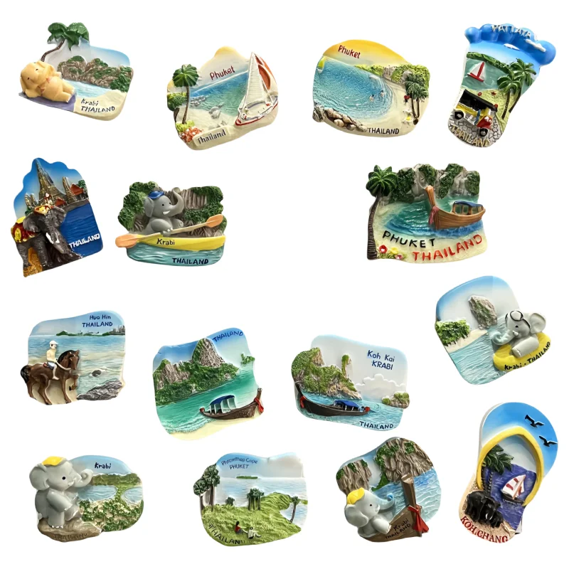 تايلاند، فوكيت، بانجكوك، كرابي، فيل، مجسم ثلاثي الأبعاد، هدايا تذكارية للسياحة، لوحة راتينج، ديكور منزلي، مغناطيس الثلاجة #5