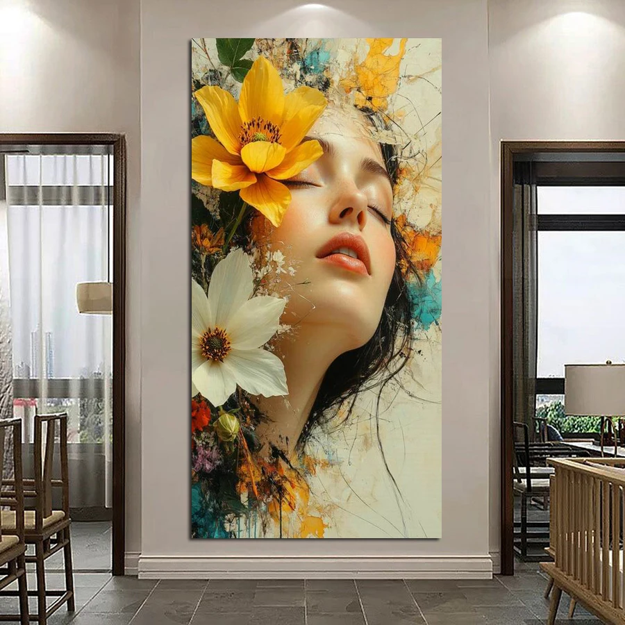 

Fantasy Woman Flower Diy Diamond Art Painting Set Large Size Girl Full Square Round Drill Mosaic Embroidery Picture Wall Deor