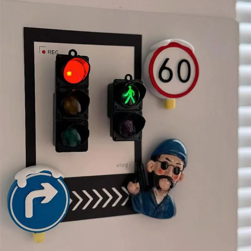 Glowing Magnetic Fridge Stickers Light Traffic Light Luminous Light Box Creative Refrigerator Sticker Magnets Home Decor Gifts