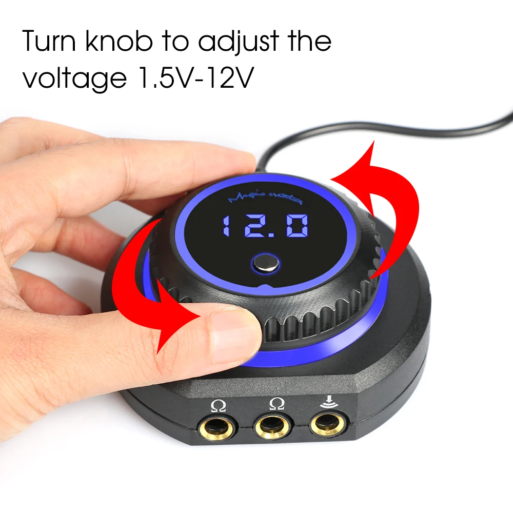 Magician 3 Tattoo Power Supply LED Display Anti-Slip Base Dual Output Rotatable Knob  for Coil & Rotary Tattoo Machines Pen