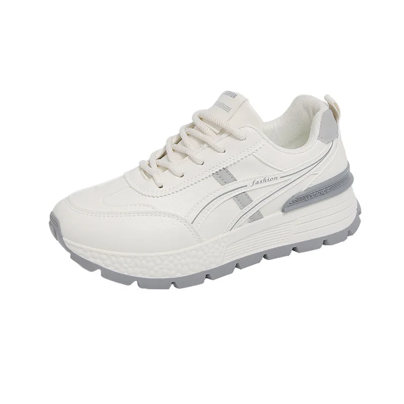New Women 2025 Spring Running Sports Thick Soled Height Increasing Casual Shoes Fashionable White Sneakers Platform Shoes