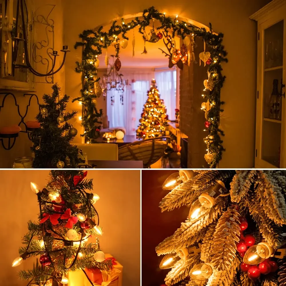 25PCS 220V E12 C7 LED Edison Bulb Warm White 2700K Night Light Replacement Bulbs for String Lights 05W