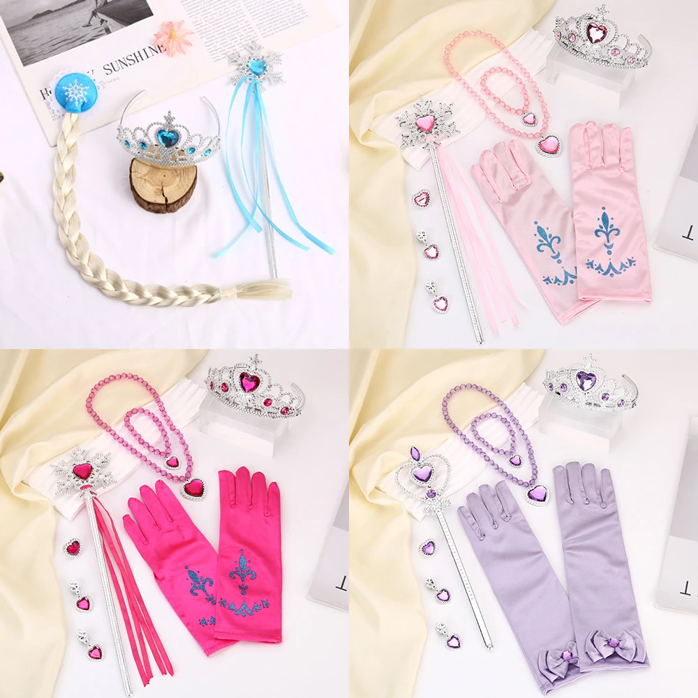 

Детский парик принцессы ручной работы, коса, косплей, принцесса, костюмы на Хэллоуин, аксессуары, корона для девочек, волшебная палочка, детские подарки