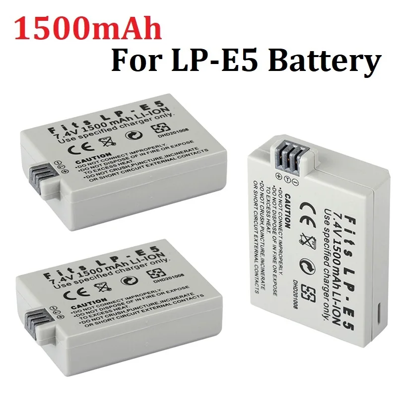 Original LP-E5 LPE5 LP E5 Battery Pack 1500mAh for Canon EOS Rebel XS, Rebel T1i, Rebel XSi, 1000D, 500D, 450D, Kiss X3,X2,F