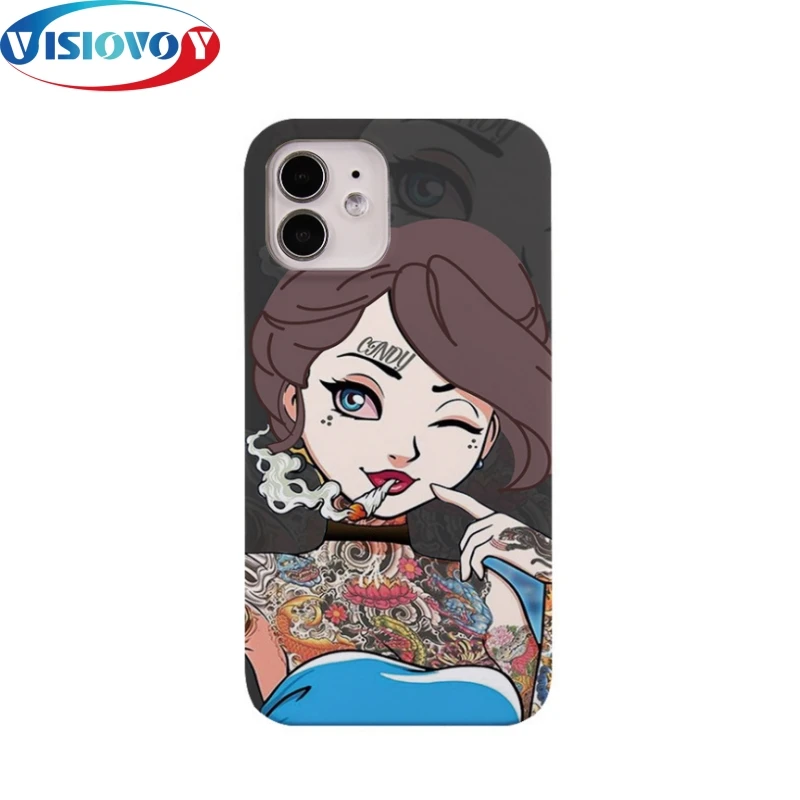 Smoking Tattoo Blinking Princess Phone Case For Iphone 15 14 13 Pro Max Personalized Anime Phone Cover Duricrust Paintings Funda