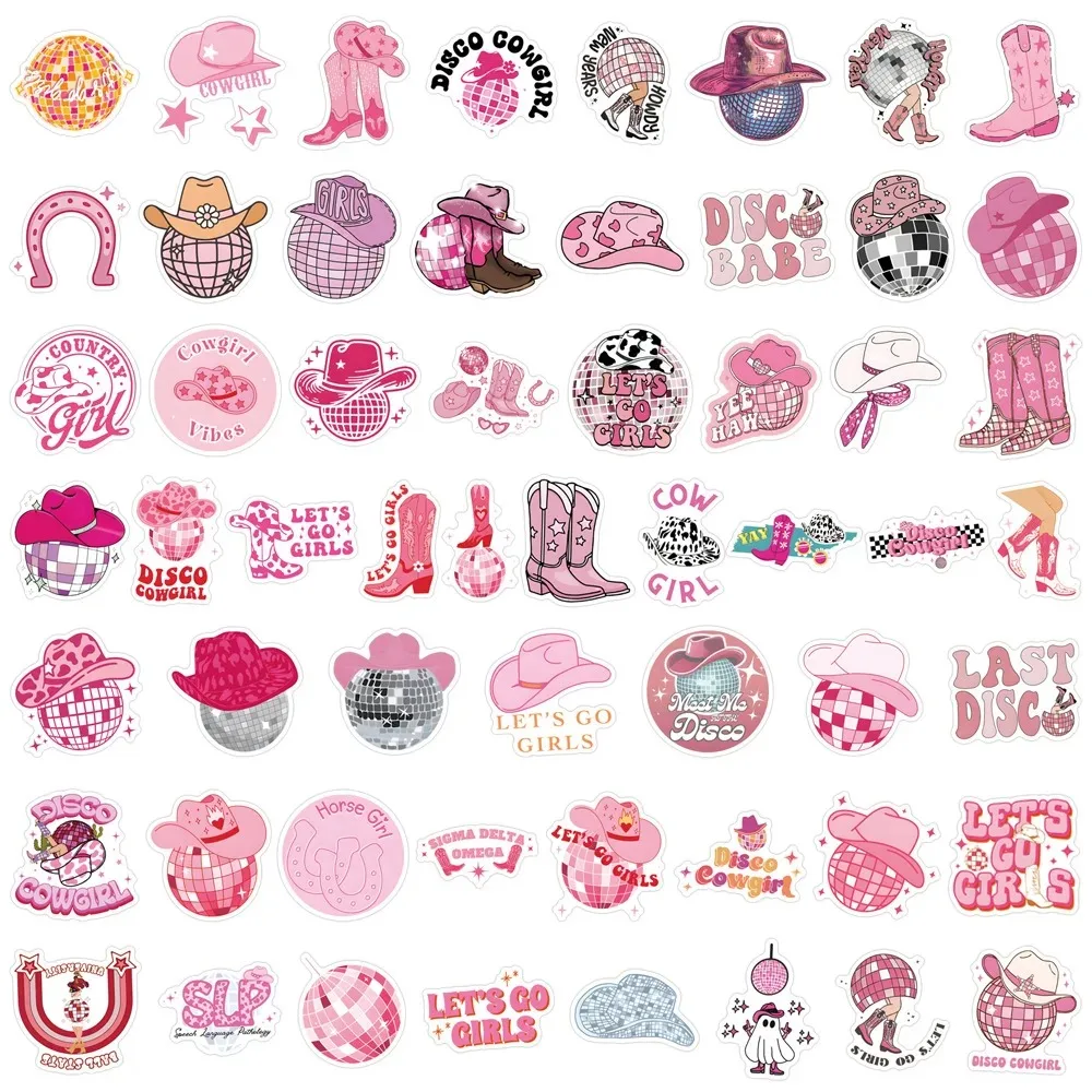 10/30/50/110PCS Rosa Stile Disco Cowgirl Adesivi Cartoon Graffiti Adesivo Giocattolo Bagagli Laptop Chitarra Auto Bici Skateboard Decalcomanie