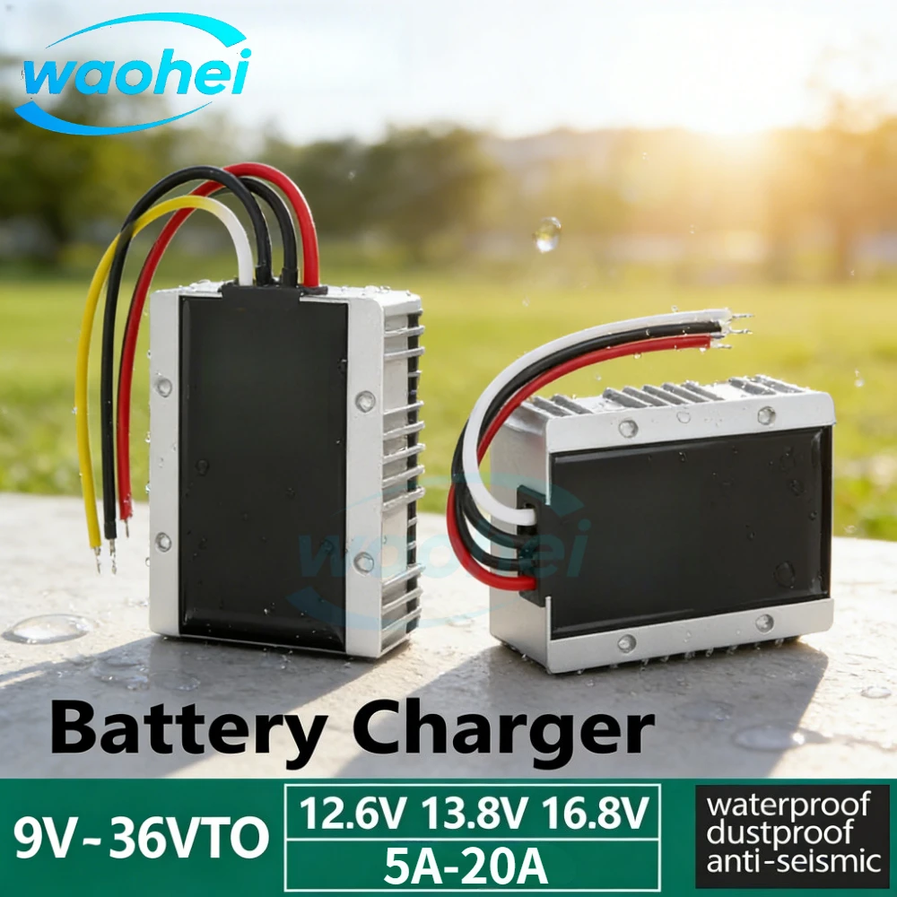 9-36V to 13.8V 12.6V 14.5V16.8V 5A-20A DC lead-acid battery charger 12V lithium battery charger travel battery system boosted CE