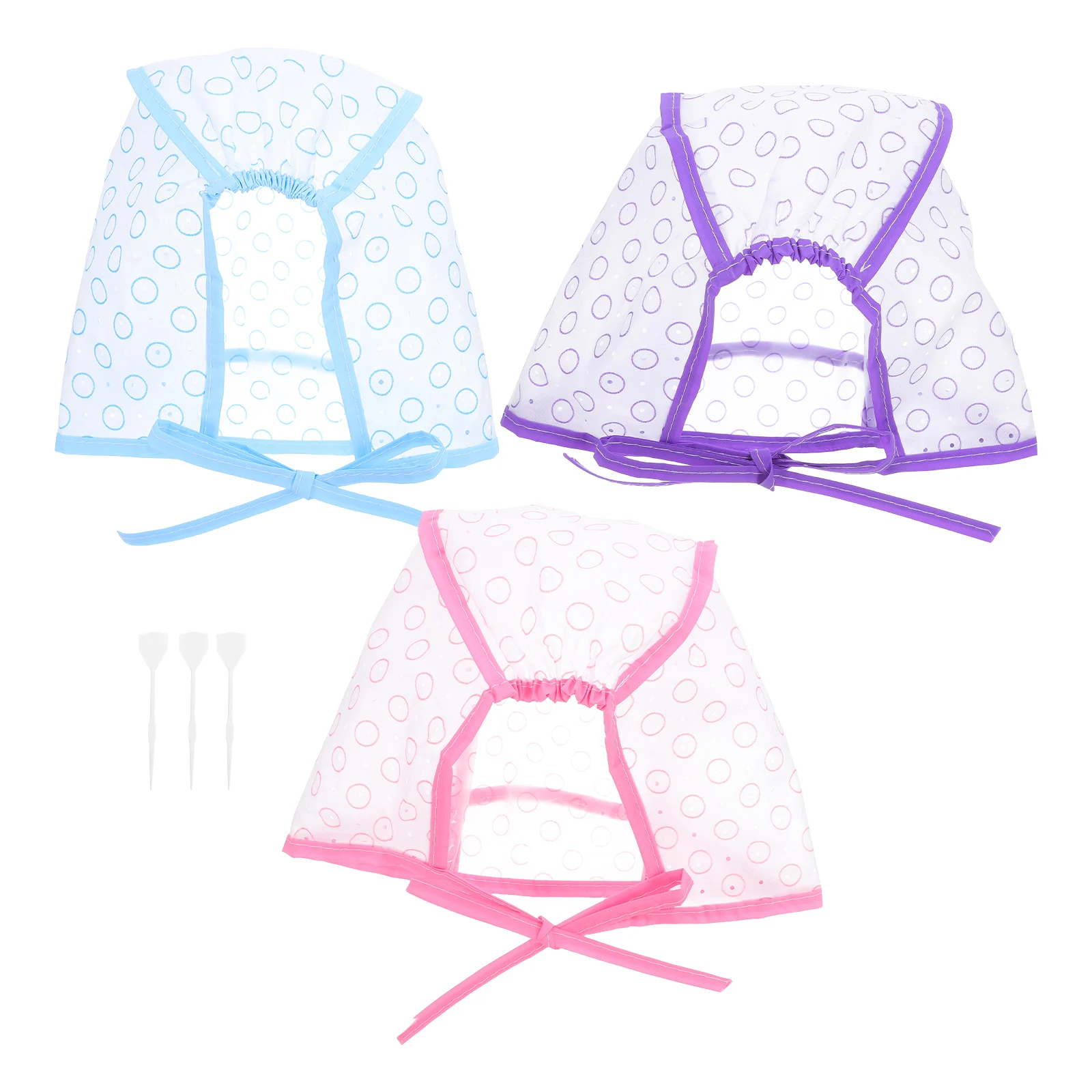 

3 Sets Highlighter Hat Frosting Caps Hair Coloring Major Dye Supplies Plastic Diy Dyeing Tool