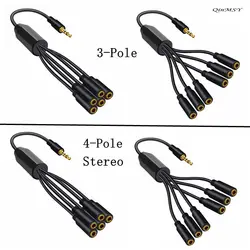Audio Splitter 3.5mm 3/4 poles 3 Female to Male Jack 1 to 2 3 4 5 Adapter Aux Cable for iPhone Samsung MP3 Player Headphone 30cm