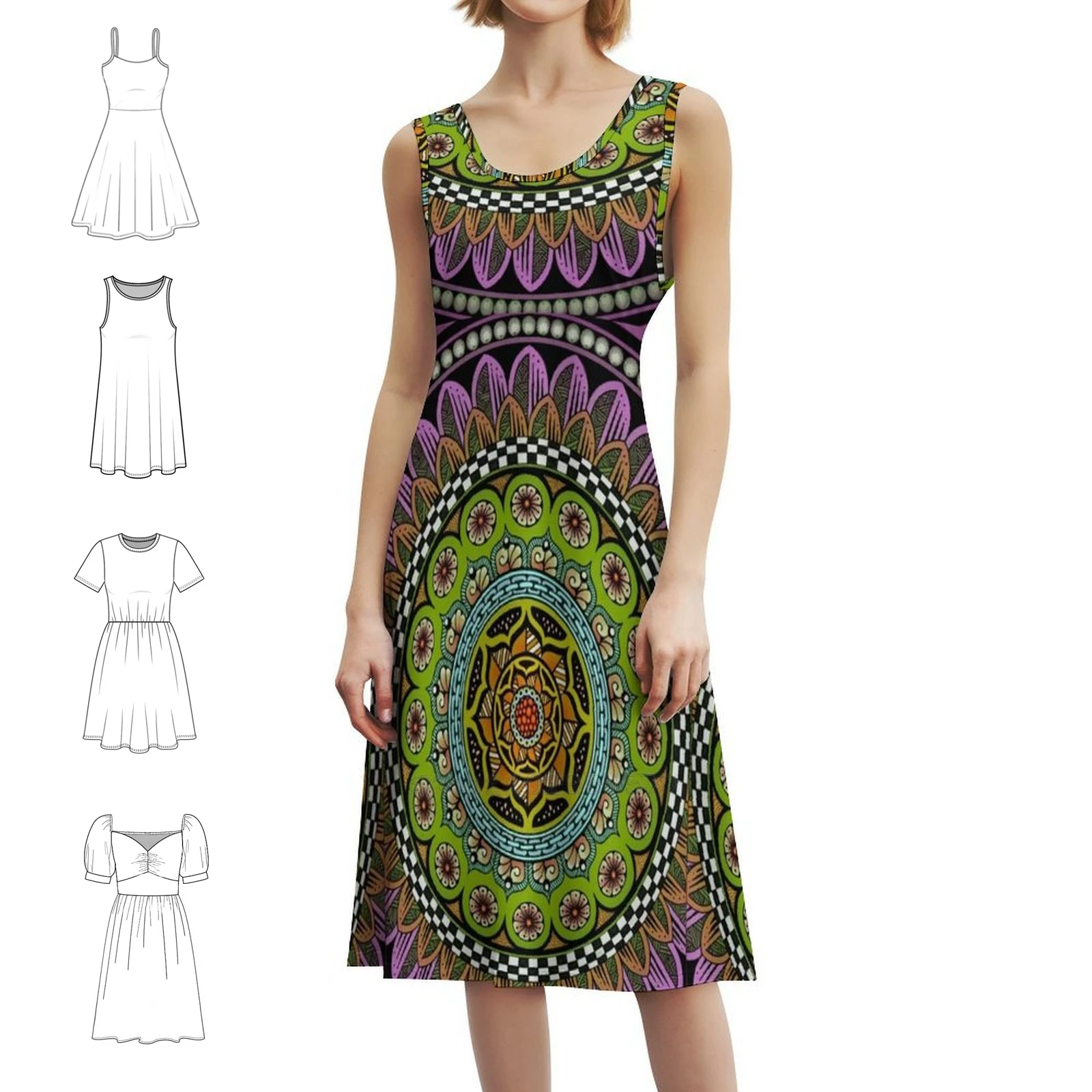 

Mandalafa Women's Elegant Party Dress A-Line Dress With Short/Long/Sleeveless Options Digitalart Mandalas Arthrage Women's Dress