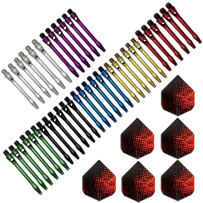6 dart leaves plus 6 48MM 2BA threaded dart rod set aluminum alloy PET dart accessories