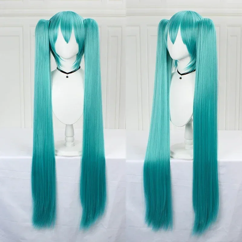 110cm Hair Miku Cosplay Wig Long Heat Resistant Synthetic Hair Clip Ponytails Wigs + Wig Cap