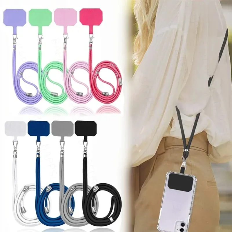 Adjustable Mobile Phone Lanyard Card Outdoor Universal Anti Lost Crossbody Neck Cord Patch Clip Wrist Hang Strap Rope for IPhone