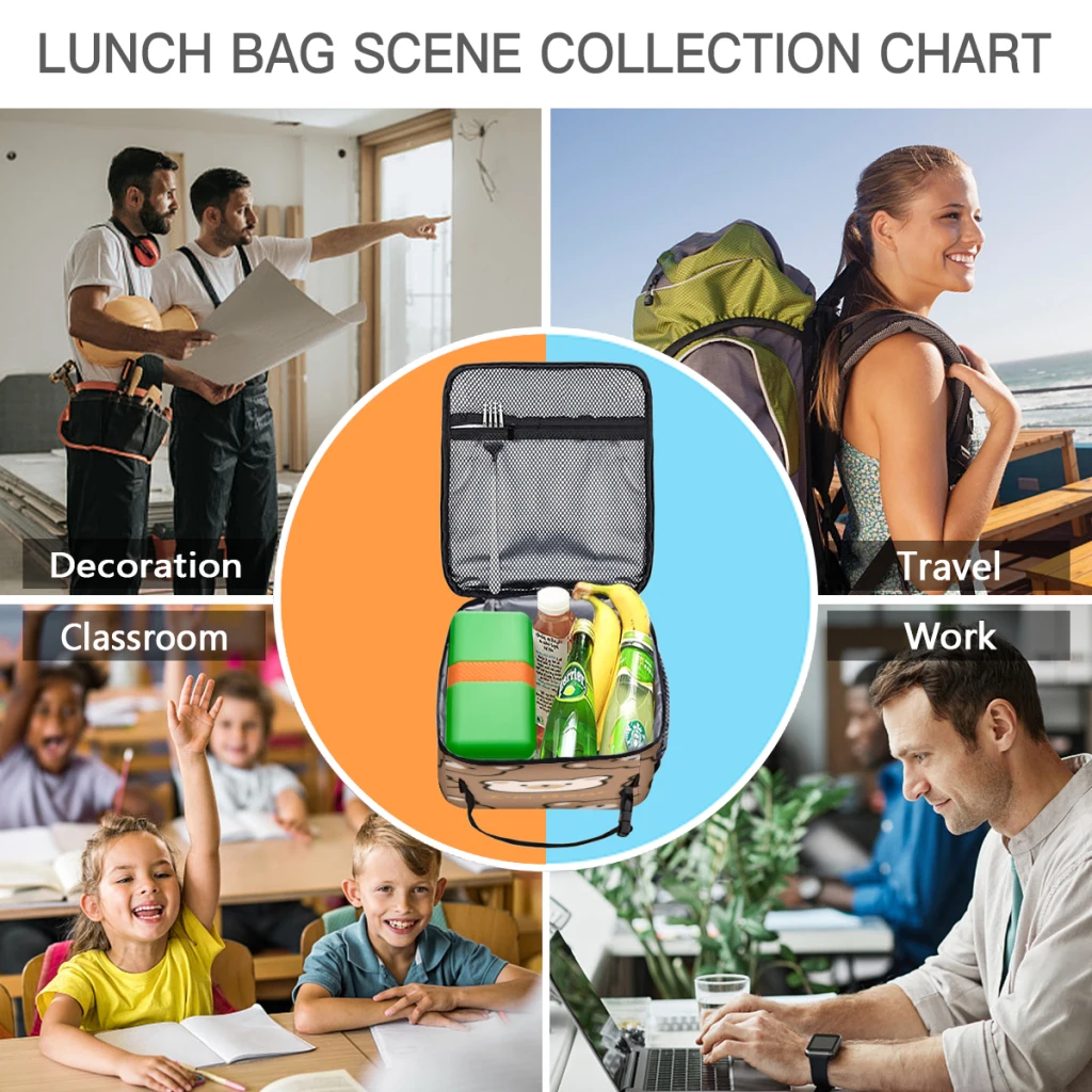 Butter bears Lunch Bag for School Waterproof Picnic Thermal Cooler Insulated Lunch Box Women Kids Tote Bags