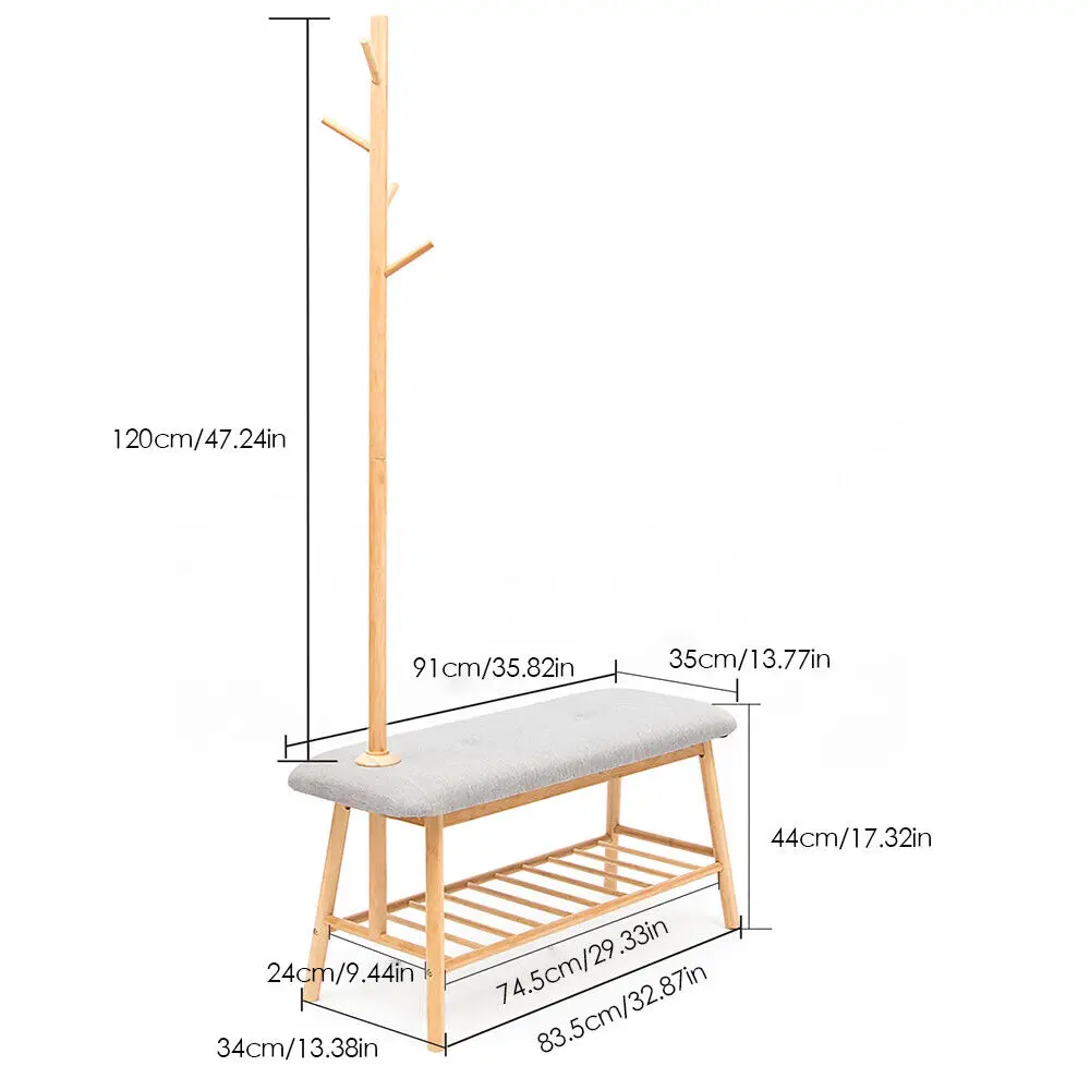 Coat Rack shoe bench /Entryway Hall Tree with Shoe Storage & 5 Hooks
