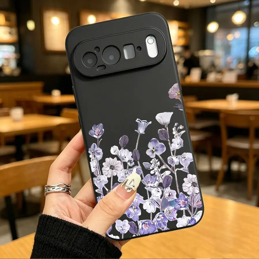 Funda Handyhülle für Google Pixel 10A 6a 7a 8a 10 9 Pro XL 9a 6 7 8 Pro Purple Line Flower
