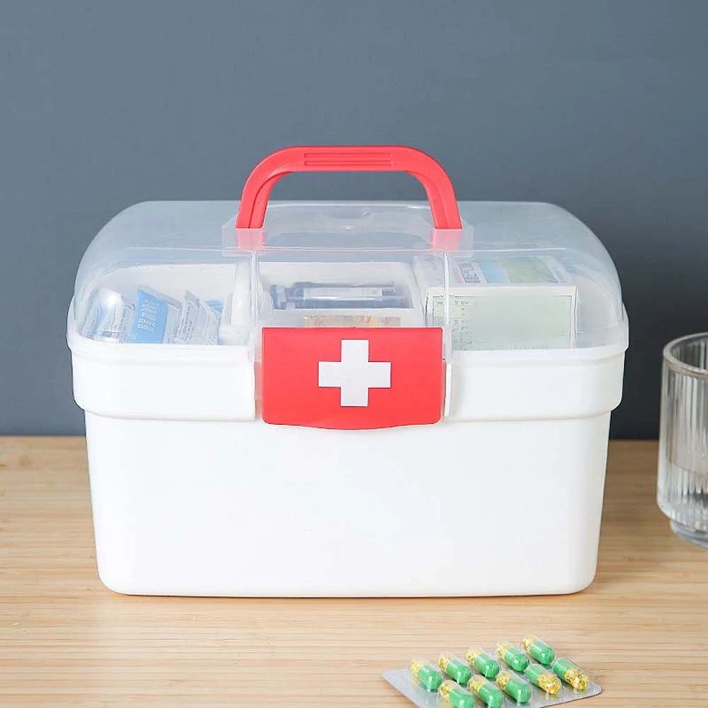 Multi-layer Large Pill Box Portable Domestic Medicine Box Pill Storage Organizer Large Capacity White Granule Storage Box Lady