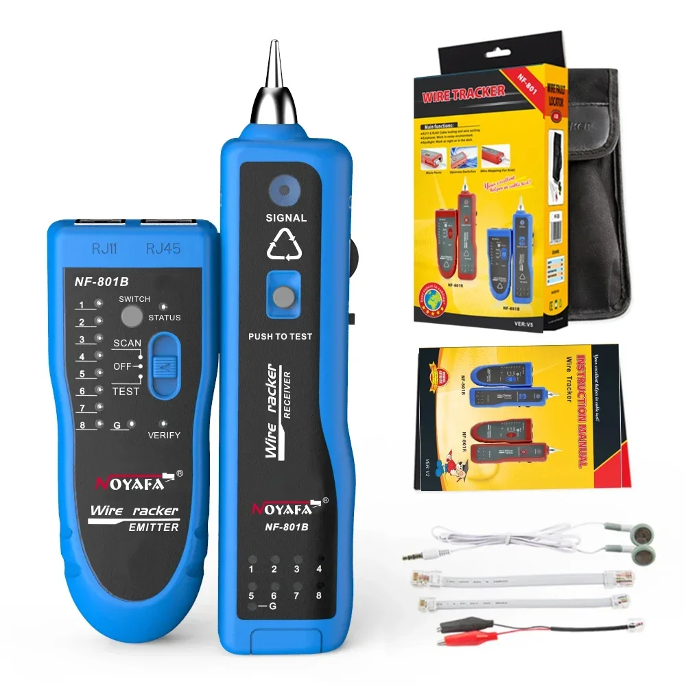 NAYAFA NF-801B Tester per cavi di rete RJ11 RJ45 Crimper Ethernet Wire Tracker multifunzione Line Finder illuminazione a LED
