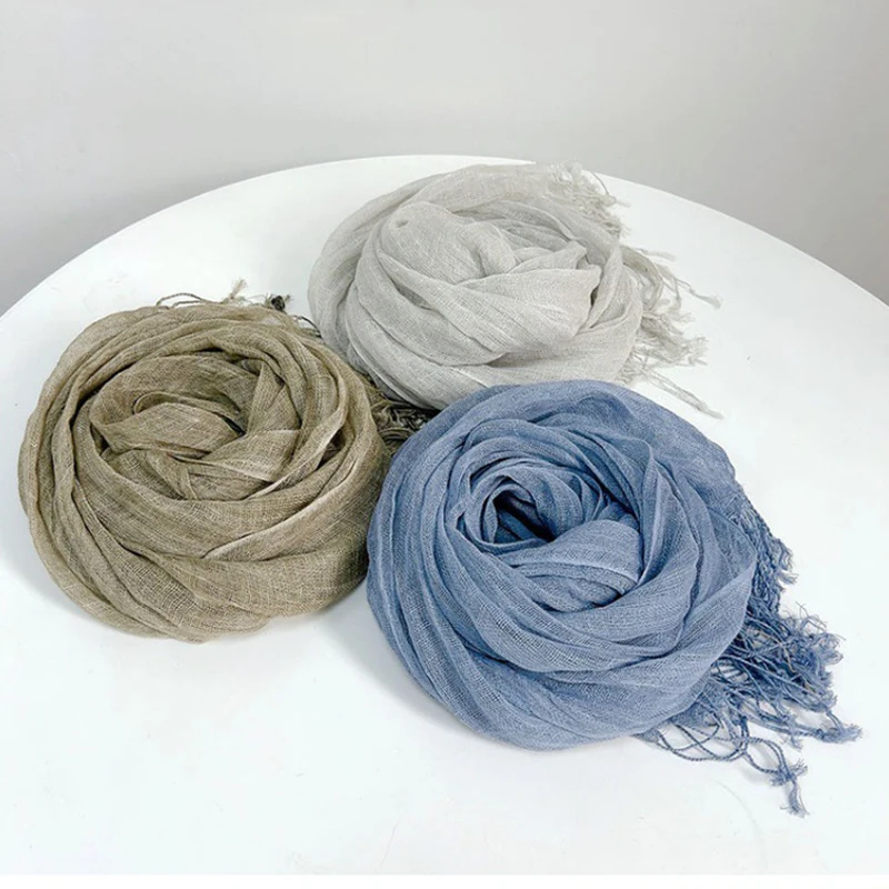 

Scarf Linen Women Long Breathable Sunshine Protection Breathable Neck Wrap Shawl Accessory For Beach Spring Holiday