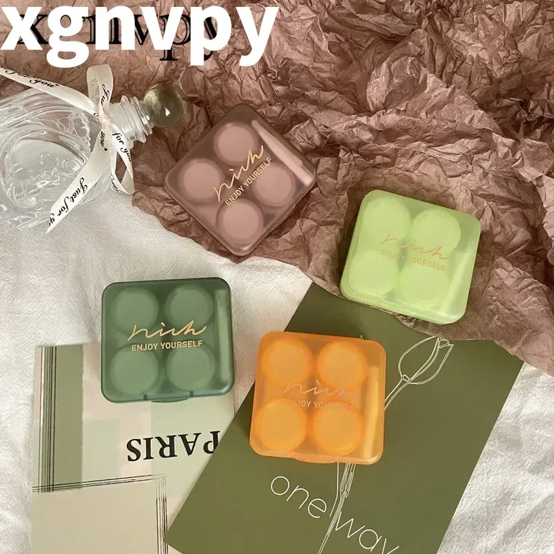 xgnvpy  Stylish Frosted Contact Lens Case - Perfect Companion for Cosmetic Pupils, Securely Holds 2 Pairs of Contacts Lenses