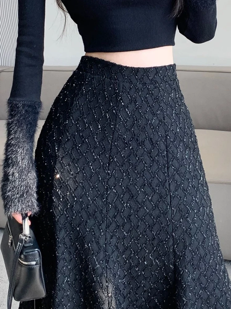 

Sequin Long Skirt Women Party Elegant High Waist Bodycon Slim Sexy Korean Fashion Midi Mermaid Skirt Autumn Casual