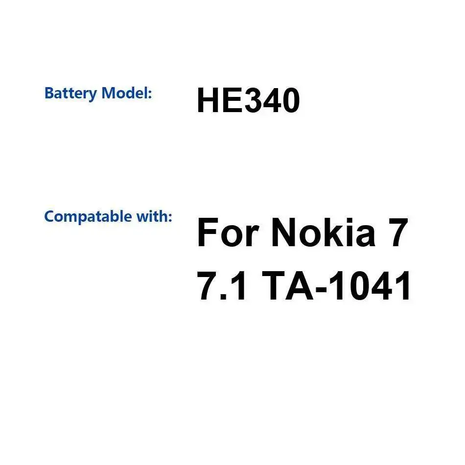 

Высокоэффективный аккумулятор для мобильного телефона Nokia 7 7.1 TA-1041 HE340, 3060 мАч, высокая емкость