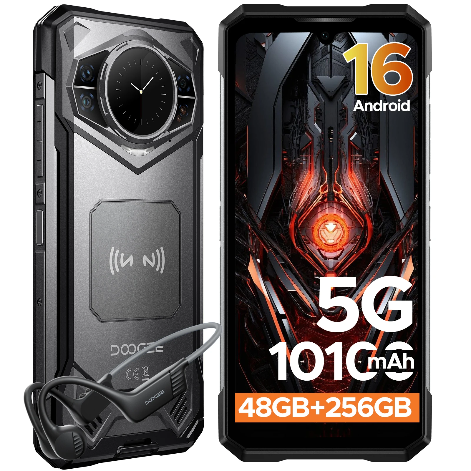 Globale versie DOOGEE S200 5G robuuste telefoon 32GB 256GB 1.32" AMOLED achterdisplay 10100mAh batterij 100MP AI camera smartphone NFC