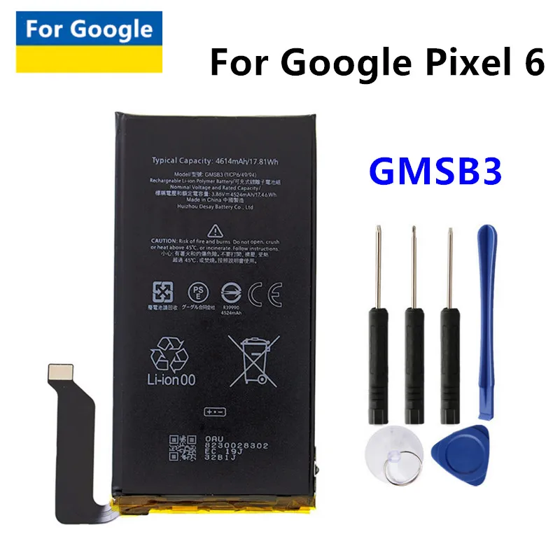 New GMSB3 Original Phone Battery For HTC Google Pixel 6 Pixel6 Cellphone Battery 4614mAh Replacement Batteries Batteria