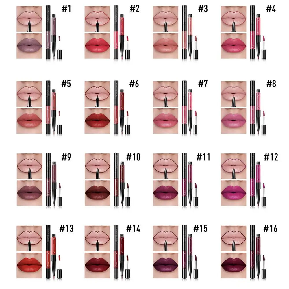 1/2/3 Stuks Nieuwe 16 Kleuren Vloeibare Lippenstift Matte Rode Lippen Make-Up Waterdichte Lippenstift Langdurige Paarse Lipliner Potlood Mat