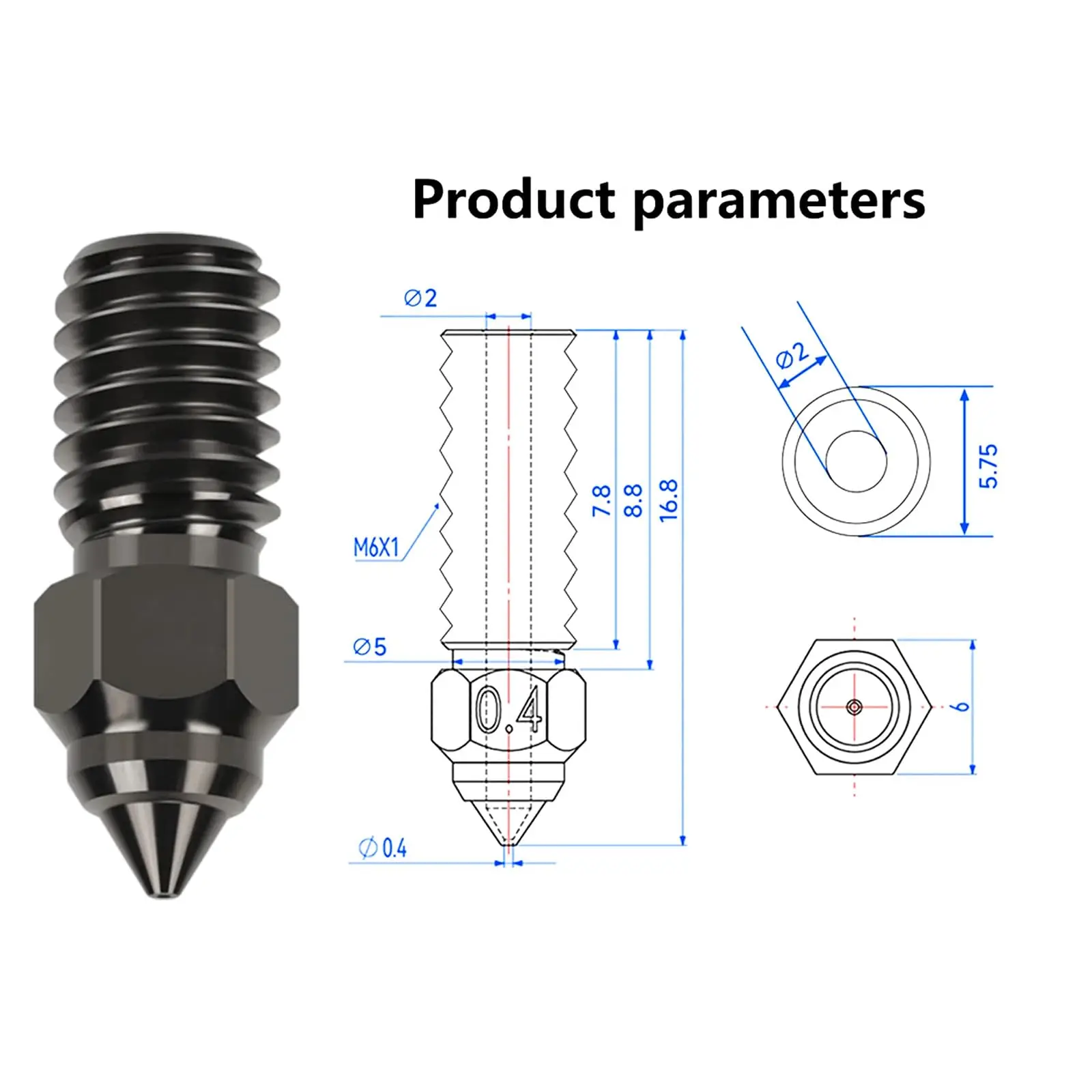 1 stücke Gehärtetem Stahl Düse Für Ender-3 V3 SE 3D Drucker Teile 1,75mm Spider Düse Für Ender 7 Ender 5 s1 Spider Hotend Extruder – Detail 8