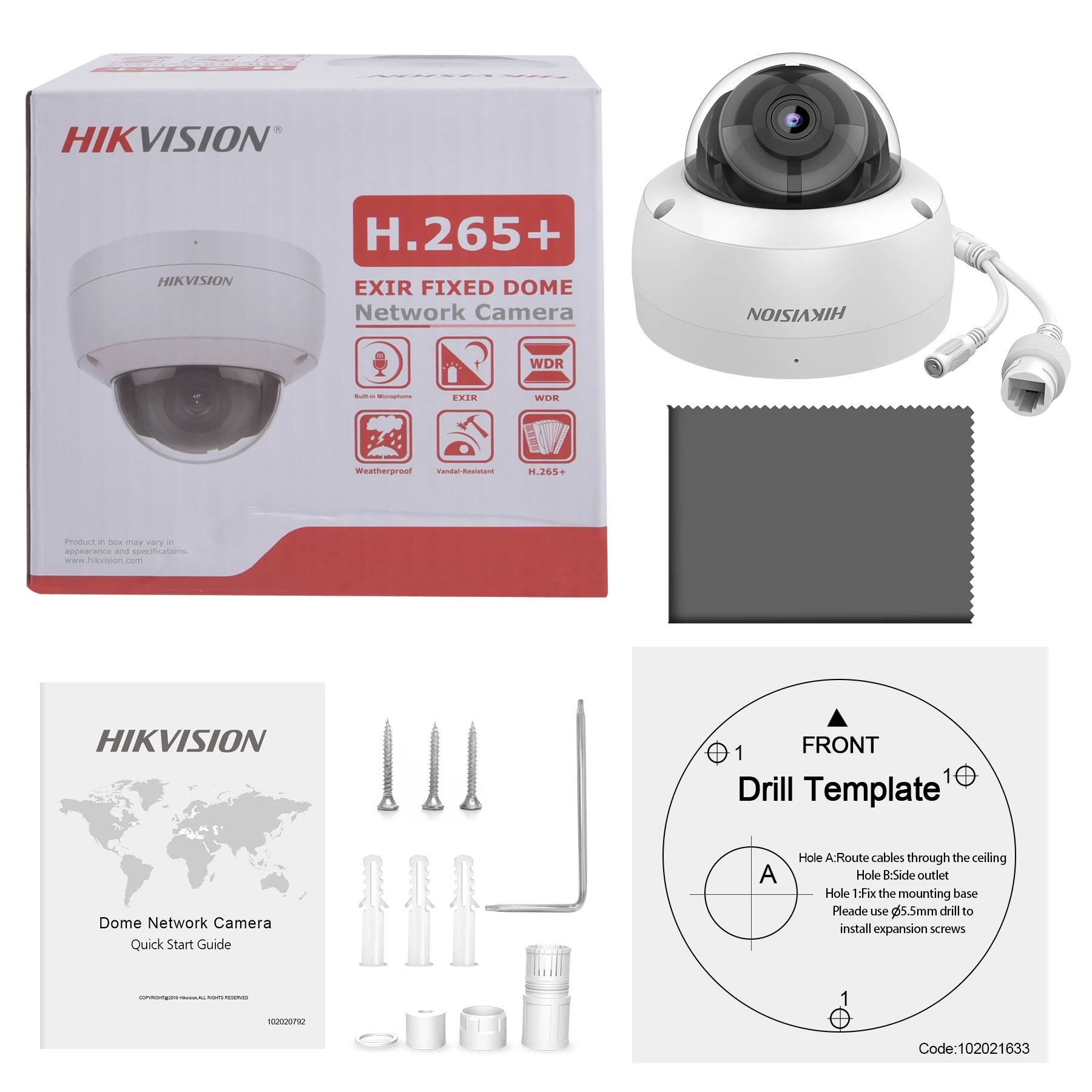 Imagem -03 - Hikvision-câmera de Vigilância ip Dome Micrográfico Embutido Slot para Cartão sd Versão Original Ds2cd2183g2-iu 4k Poe Acusense 8mp Ip67