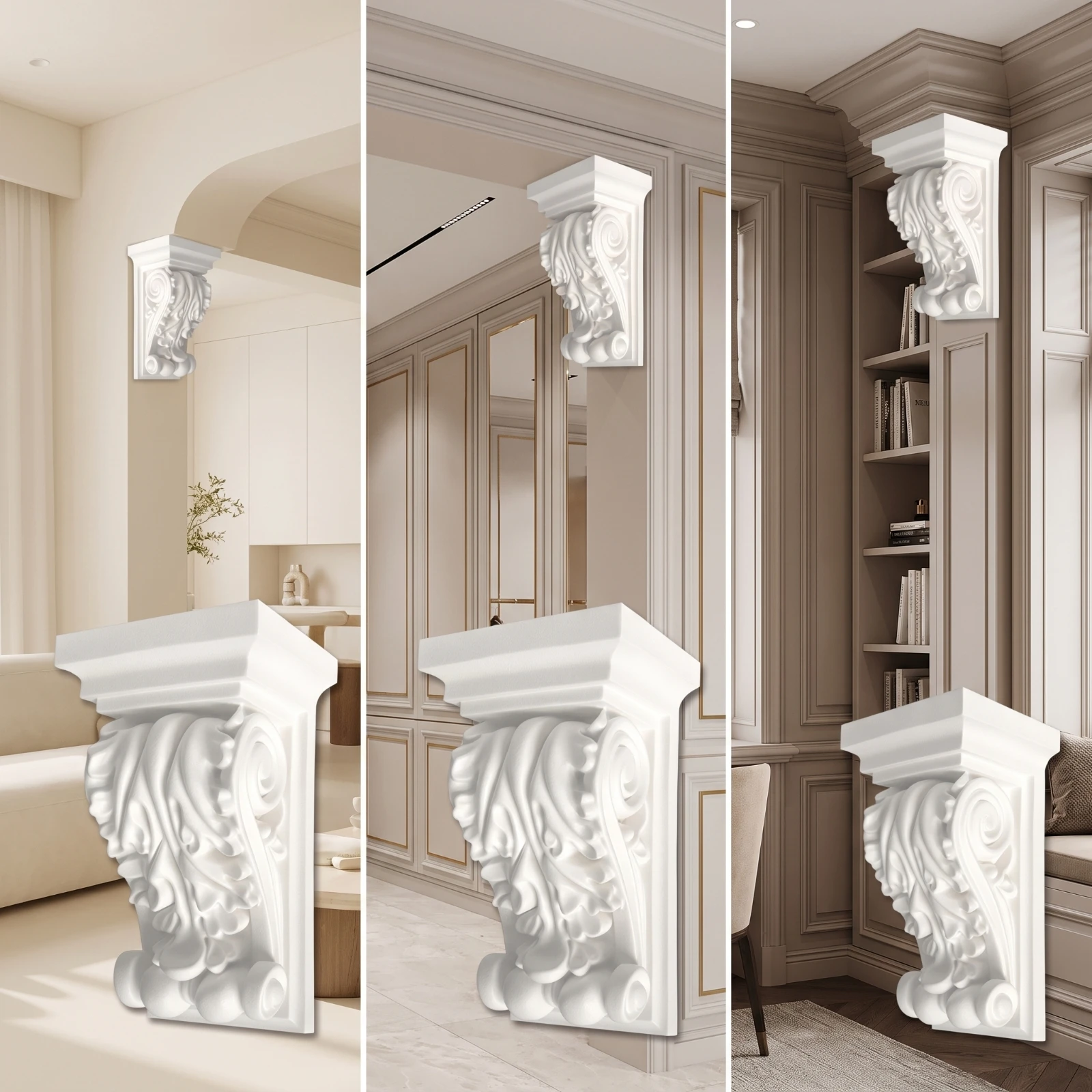 Decorative Corbel Paintable Corbel with Leaf Relief Wall Bracket Easy to Install Architectural Trim Primed for Homeowners