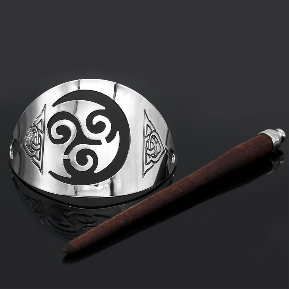 Vintage Norse Mythology Goddess Hairpins Women Stainless Steel Solid Wood Valknut Hair Slide Stick Viking Headdress Girl Jewelry