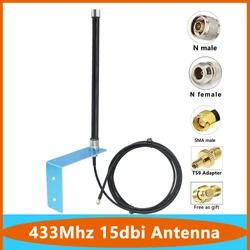 Remote Control SMA N Male Antenna, 433Mhz 15dbi, Helium Hotspot Miner, Outdoor Omni WiFi, IP67 Waterproof Fiberglass, AP Antenna