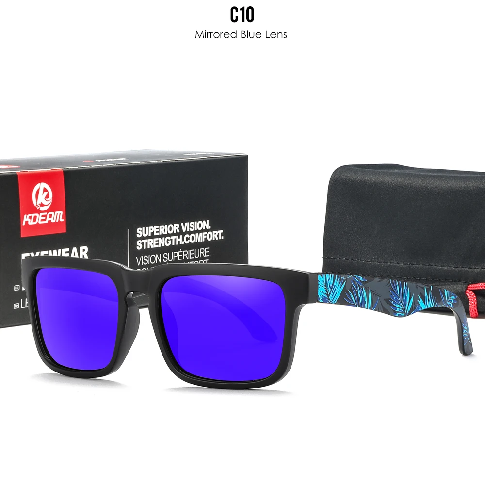 KDEAM Polarisierte Quadratische Sonnenbrille für Herren, Anglerbrille mit 5-Tank-Metallscharnieren – Detail 15