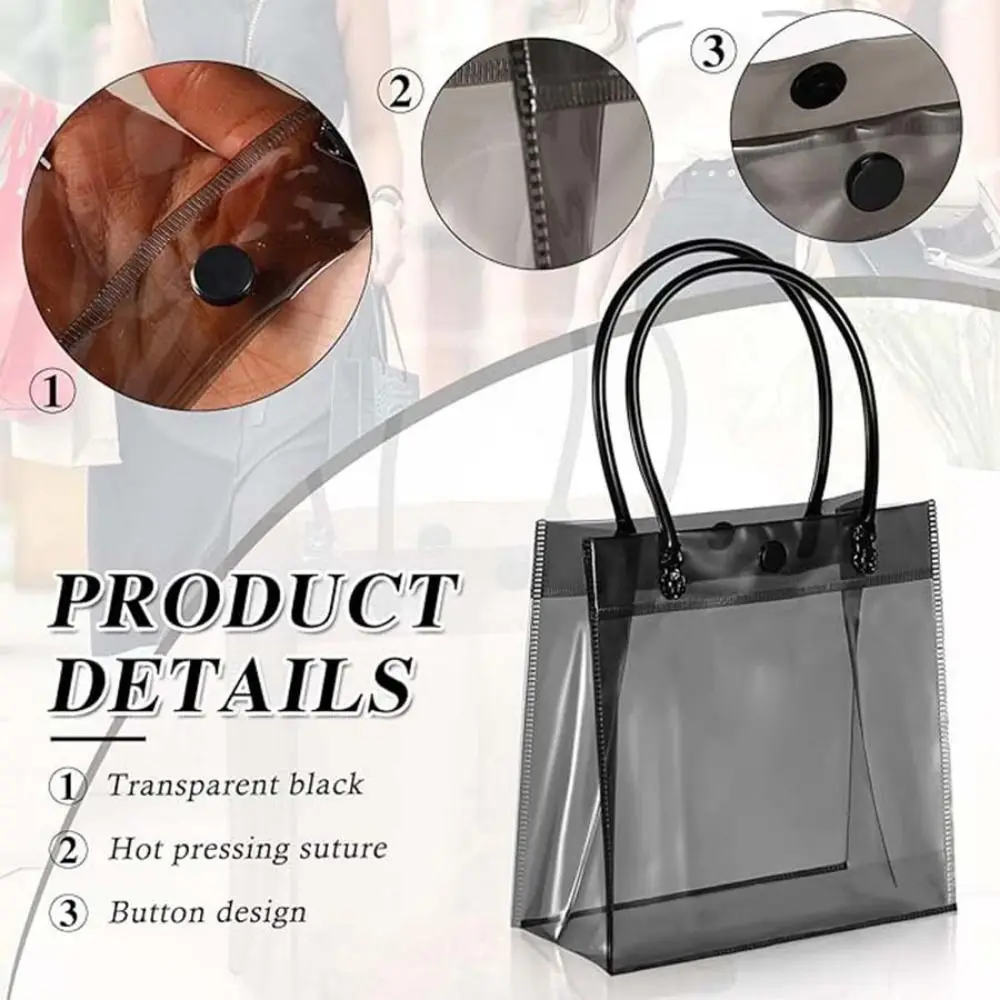 Fashion Transparent Black PVC Gift Bag Reusable Baby Shower Candy Gift Packaging with Handle Jelly Bag Wedding Birthday Party