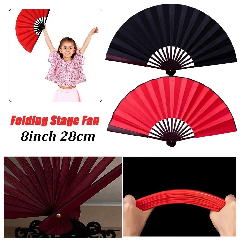28 cm chinesischer Tai Chi-Fan aus Kunststoff, Knochen, mehrfarbig, für Tanzaufführungen, Chinoiserie, Geschenk, DIY, Yoga, Kung-Fu-Fan