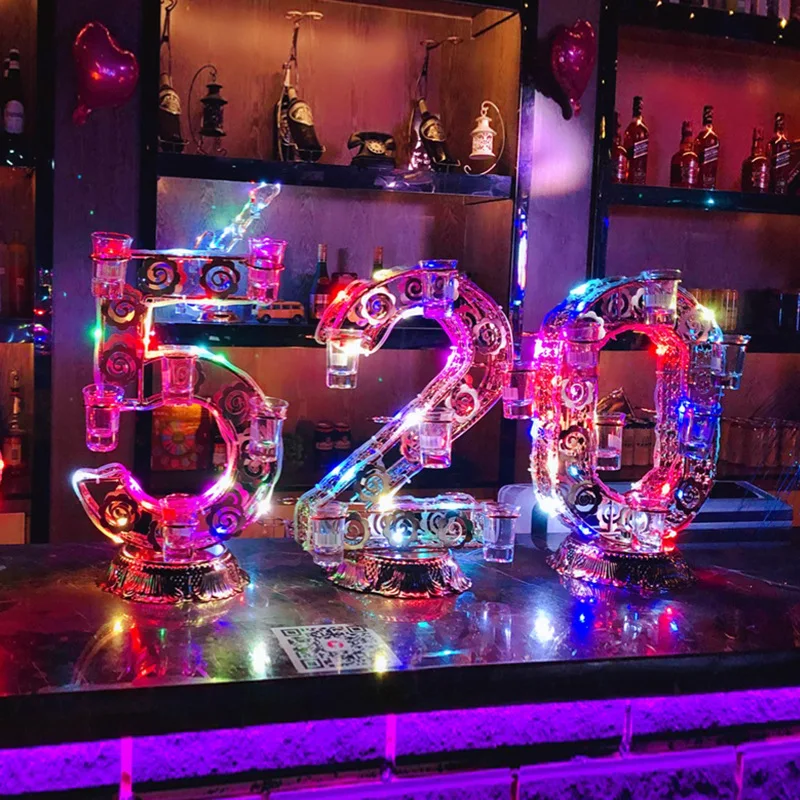 

Creative LED Luminous Cup Holder Bar KTV Theme Atmosphere 520 Confession 1314 Cocktail Bullet Cup Holder