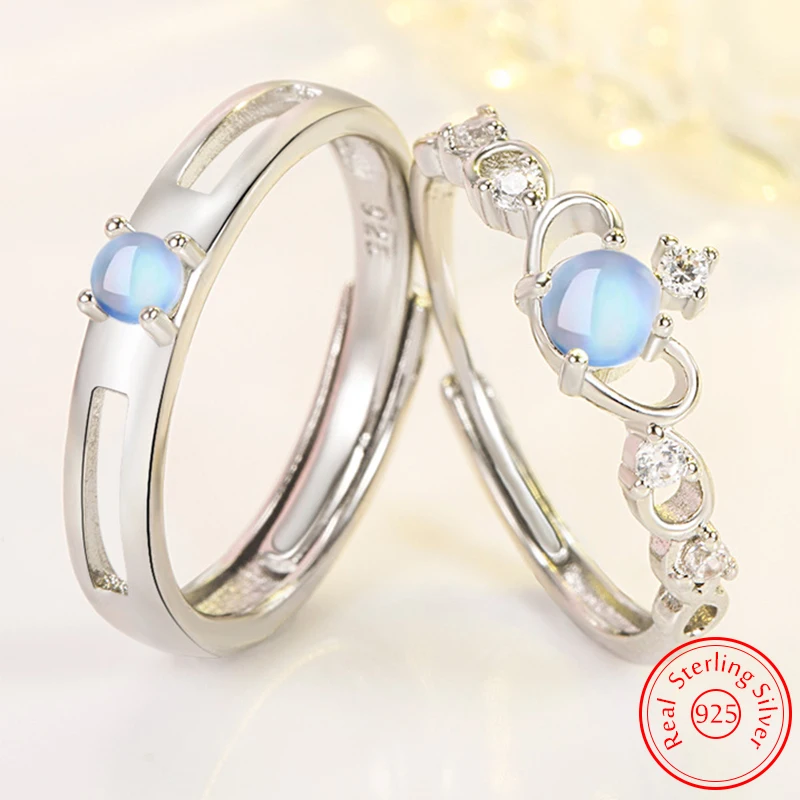 

925 Sterling Silver New Man's High Quality Fashion Jewelry Crystal Opal Crown Couple Ring For Women XY0340