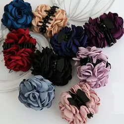 Elegant Chiffon Rose Flower Hair Claw Jaw Barrette Hair Clip  Fashion Accessories