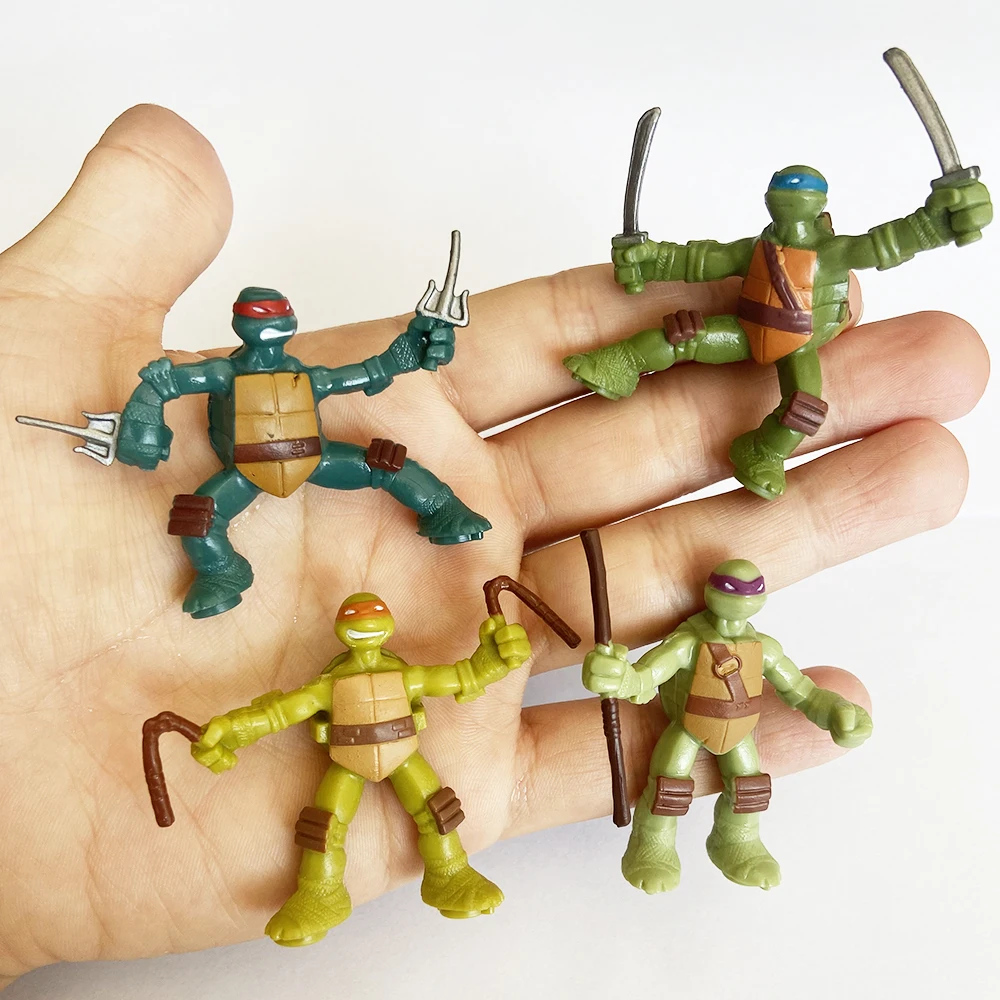 8 Pcs Mini Turtles Actions Figure Cartoon Tartaruga Turtles Toys For Children Anime Figure Cake Decration