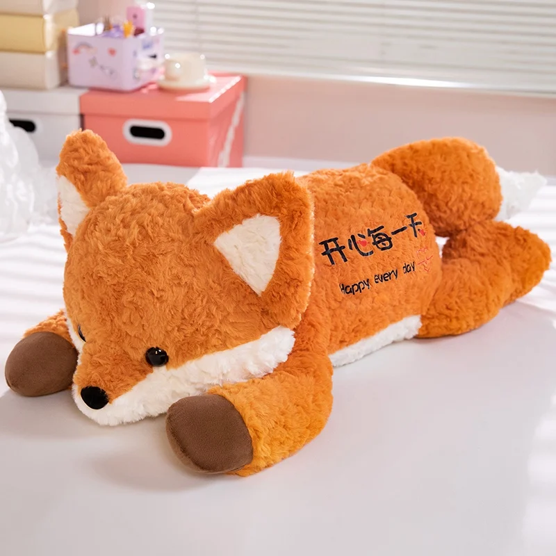 100 cm Grote Kawaii Vos Knuffels Cartoon Knuffeldier Leuke Zachte Knuffelige Baby Plushie Kussen Liggen Gevoelig Speelgoed voor Meisjes Gift Decor