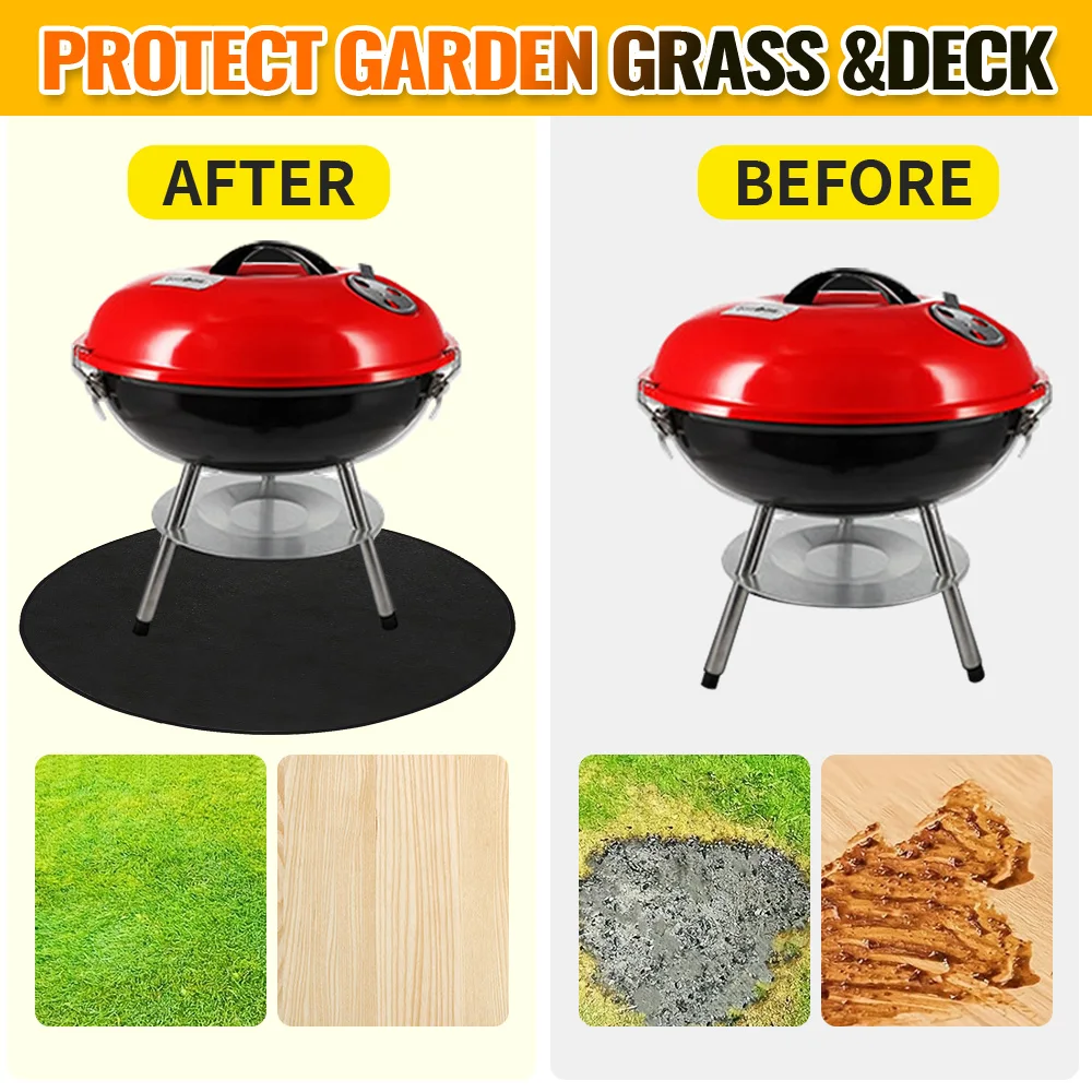 

Grill Pad Mat Fire Pit Mat For Outdoor BBQ Round Stove Fire Mat Three Layered Thickened Fireproof Stove Fire Mat For Deck