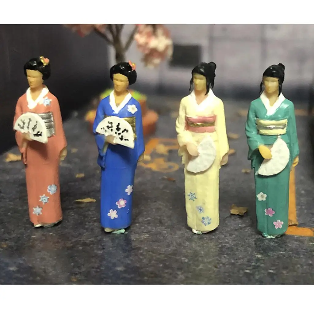 1/64 Japanese Women Mini Figure PVC People for Matchbox Sand Table Group