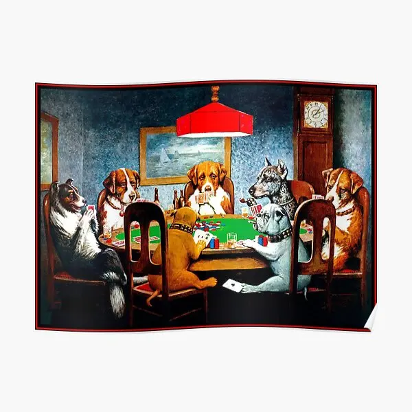 Dogs Playing Poker Vintage C M Coolidg  Poster Painting Modern Art Home Decor Funny Room Decoration Picture Mural No Frame