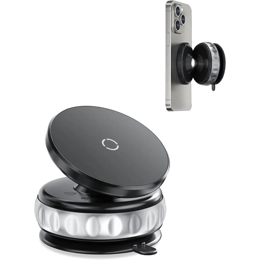 360 Adjustable Vacuum Suction Magnetic Car Phone Holder with Strong Suction Cup for Secure Smartphone Mounting in Vehicles Comp