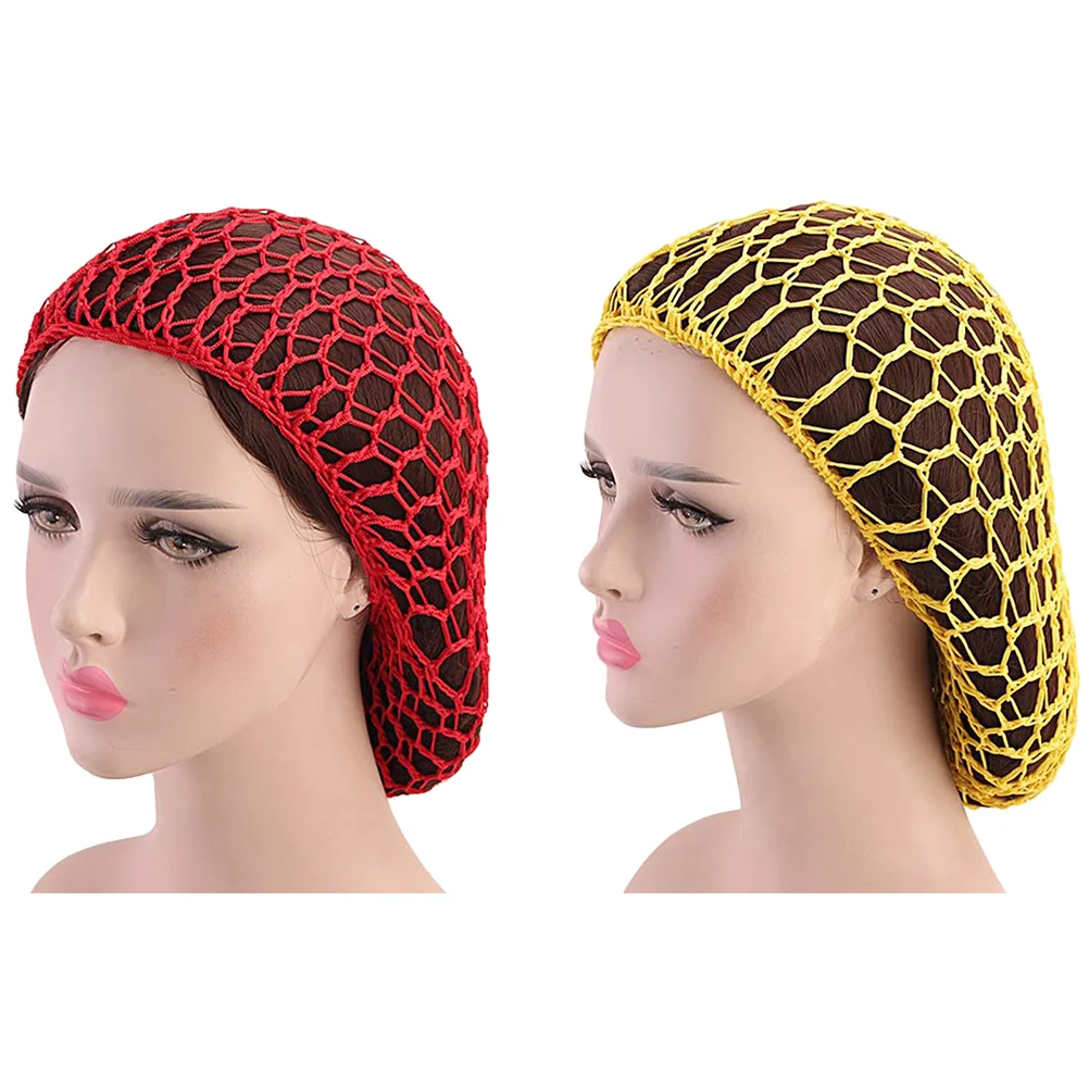 2 Pcs Headband Hair Protector Net Accessories Crochet Long Sleeping Hat Women's